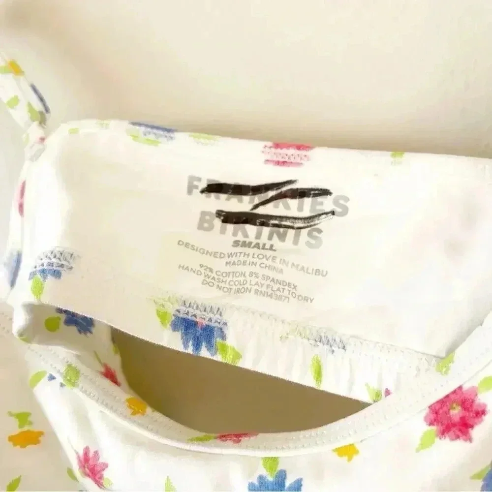 Frankie’s Bikinis Bay View Floral Bralette Bikini Top in Water Blossom Small NWT